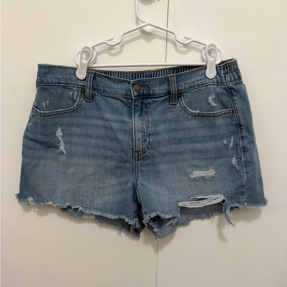 Aerie Distressed Denim Women Shorts, Medium Wash, Size Medium